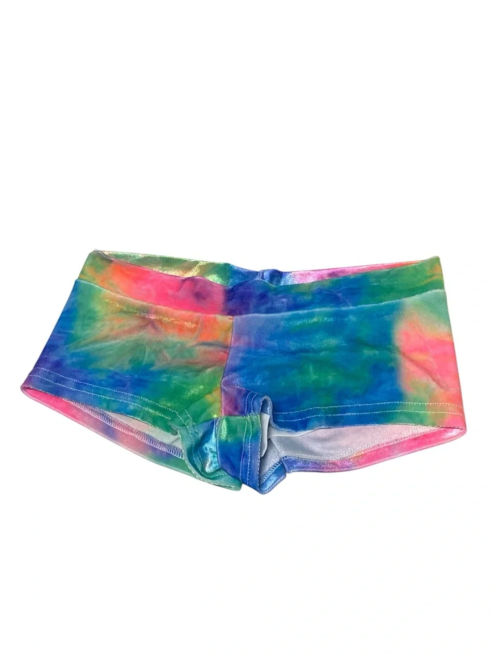 iHeartRaves Multicolor Tie-Dye Velvet Athletic Shorts scrunchie butt booty short